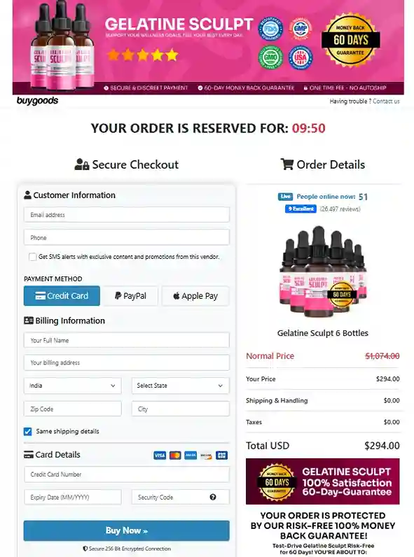 Gelatine Sculpt Order Page